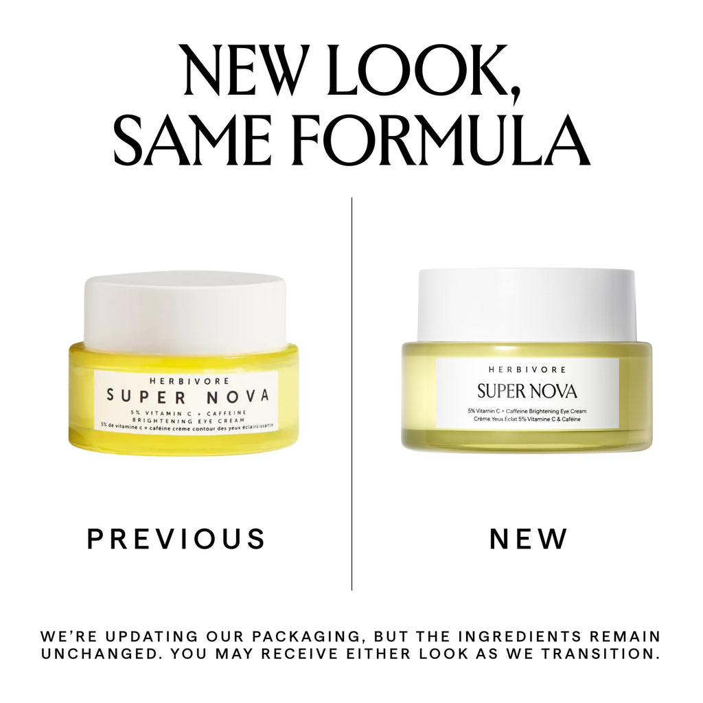 HERBIVORE Super Nova Eye Cream – 5% THD Vitamin C & Caffeine, Brightens & De-Puffs (15mL)