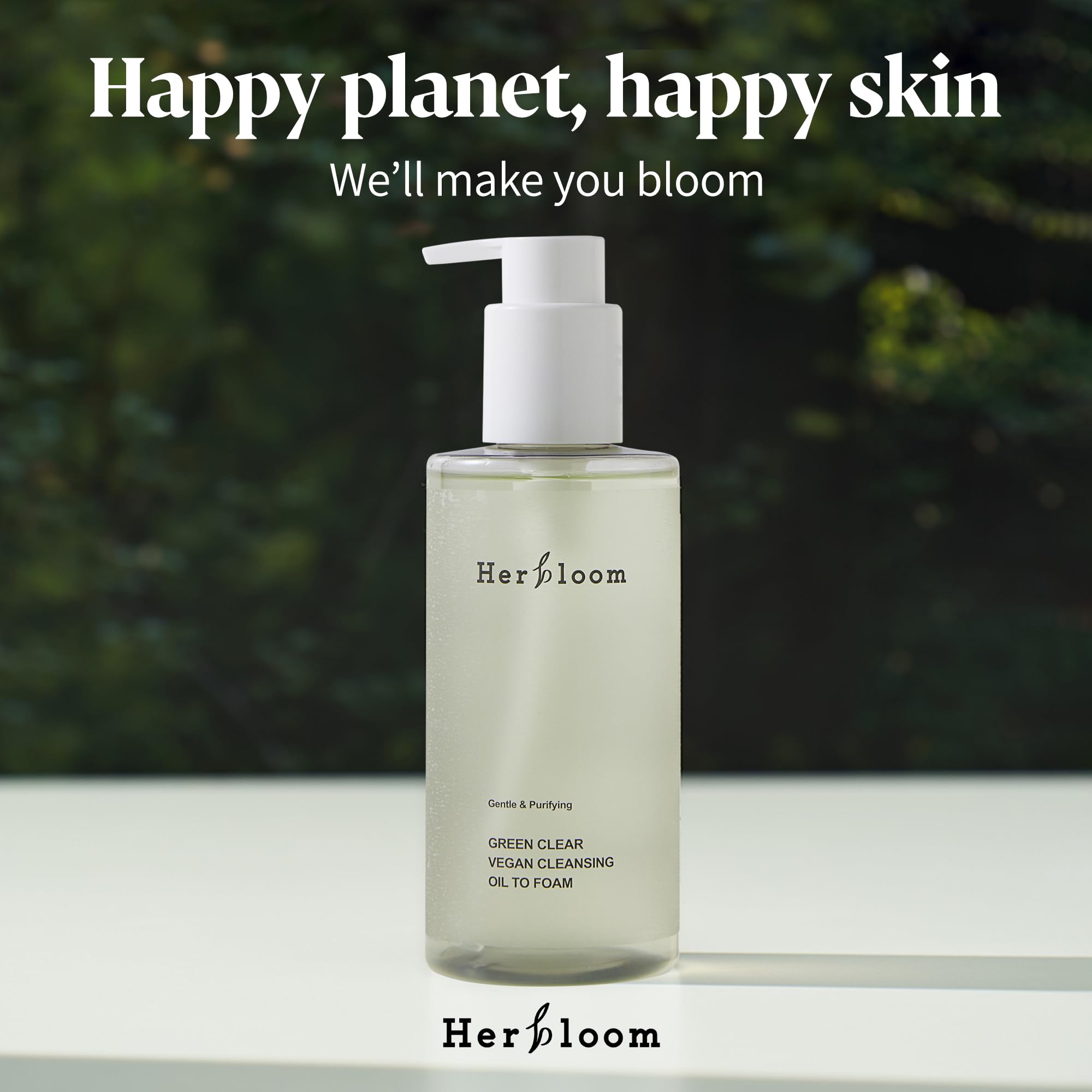 Herbloom Green Clear Vegan Cleansing Oil to Foam – pH-Balanced Korean Cleanser (6.76 fl oz)