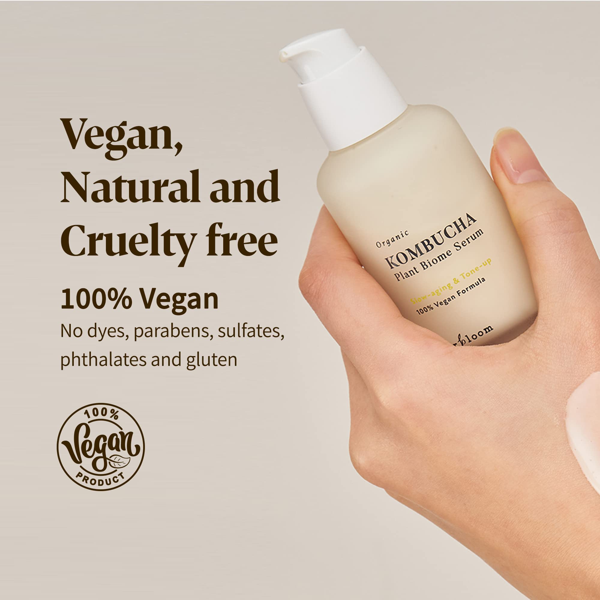 Herbloom Organic Kombucha Biome Serum – Deep Hydration, Ceramide & Hyaluronic Acid, 1.69 fl oz (Vegan)
