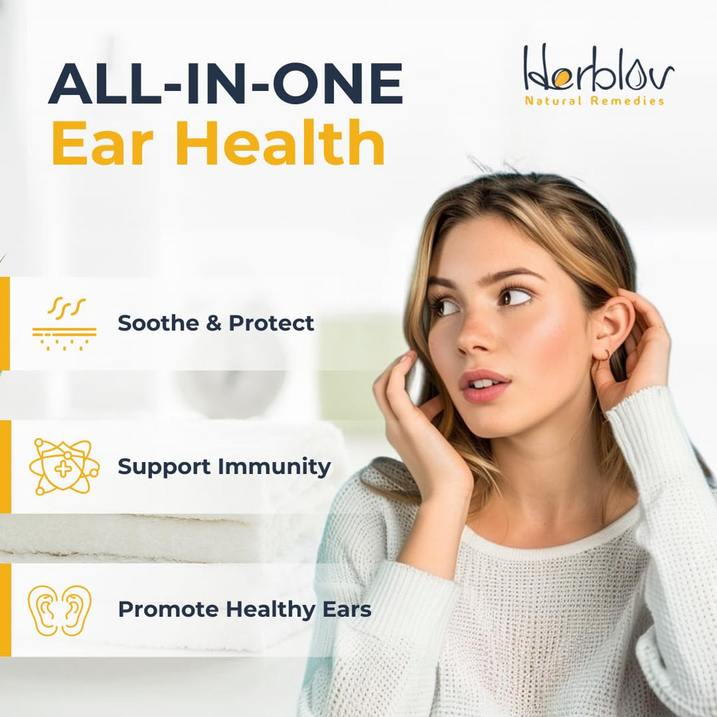 Herblov Organic Ear Oil | Natural Eardrops for Ear Health, Wax Removal & Swimmer's Ear