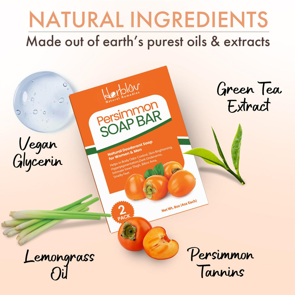 Herblov Persimmon Soap Bar – Natural Odor Control & Skin Brightening