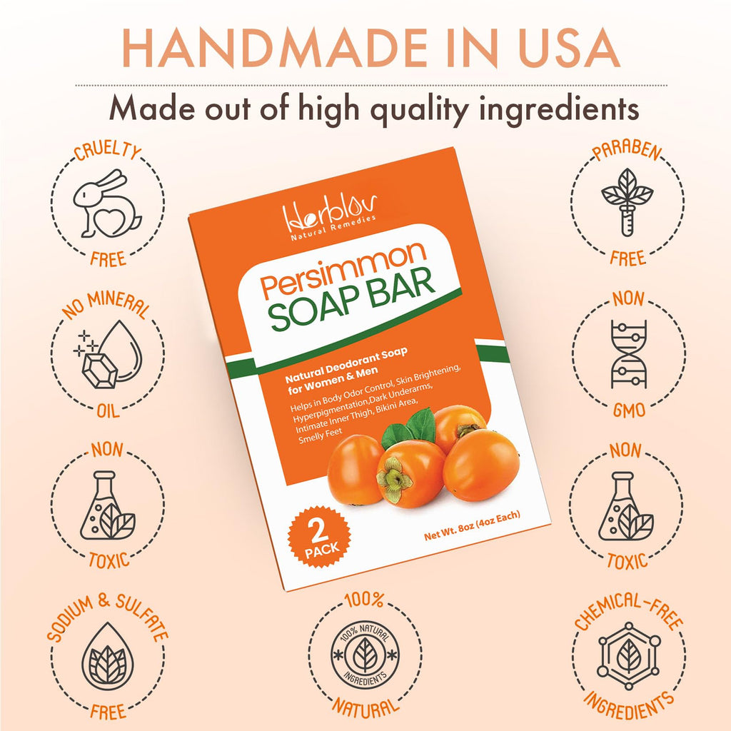Herblov Persimmon Soap Bar – Natural Odor Control & Skin Brightening