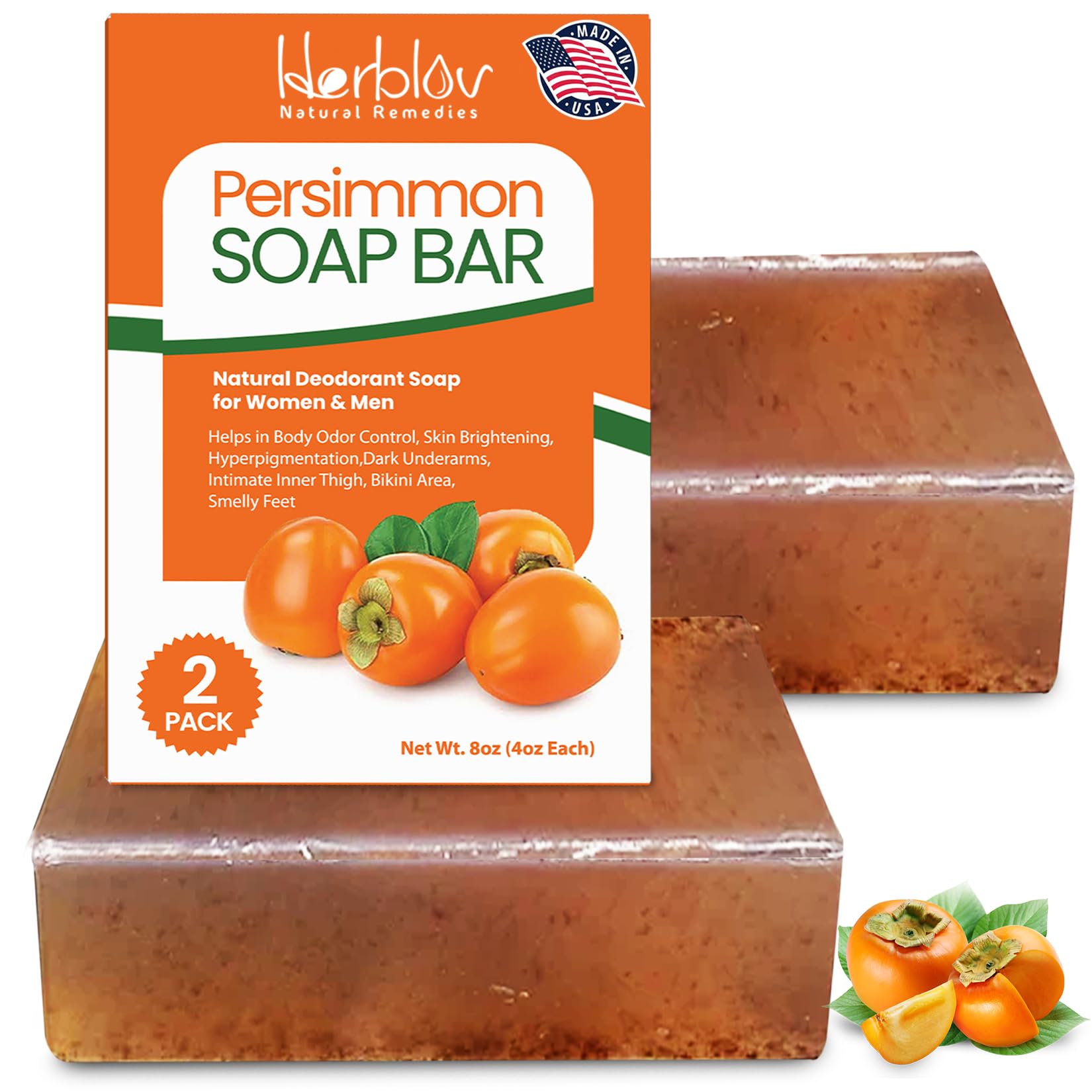Herblov Persimmon Soap Bar – Natural Odor Control & Skin Brightening