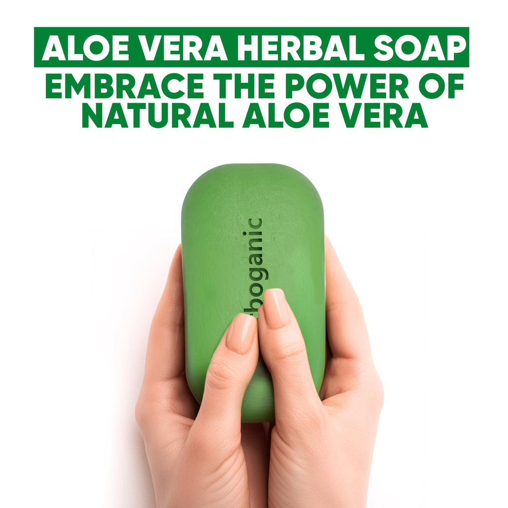 HERBOGANIC Aloe Vera Herbal Soap - Pack of 6 x 5oz Bars for All Skin Types