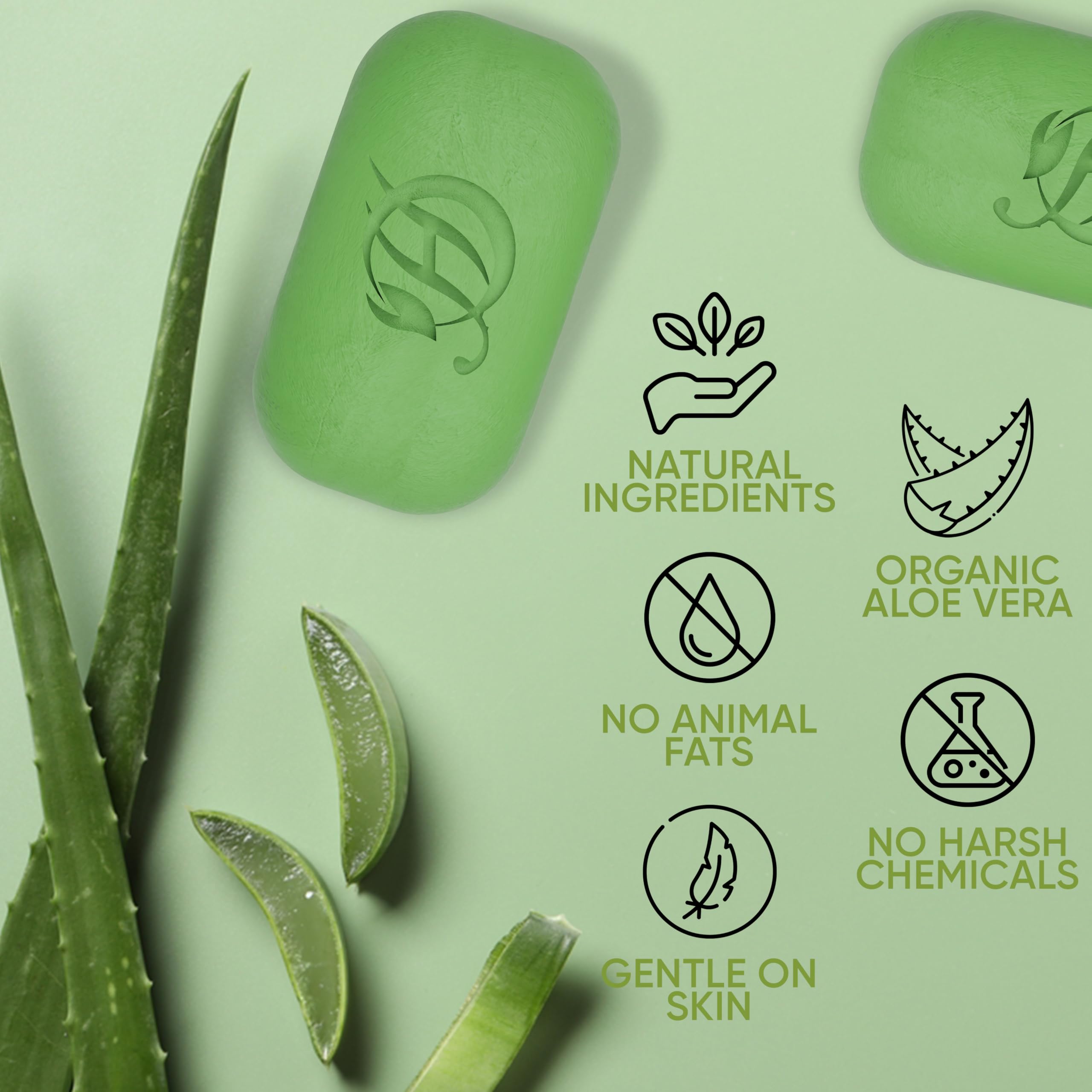 HERBOGANIC Aloe Vera Herbal Soap - Pack of 6 x 5oz Bars for All Skin Types