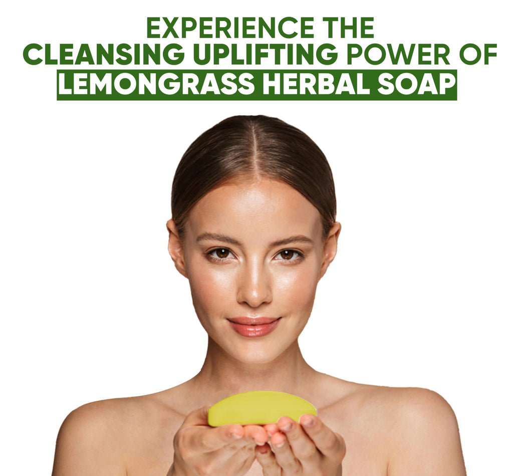 HERBOGANIC Lemongrass Herbal Soap — 6 x 5oz Bars for Refreshed, Nourished Skin