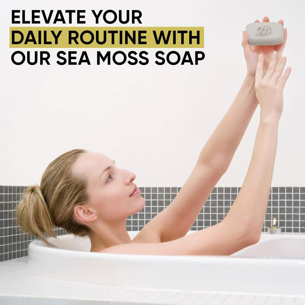 HERBOGANIC Sea Moss Herbal Soap – Pack of 3 x 5oz Bars | Hydrating Face & Body