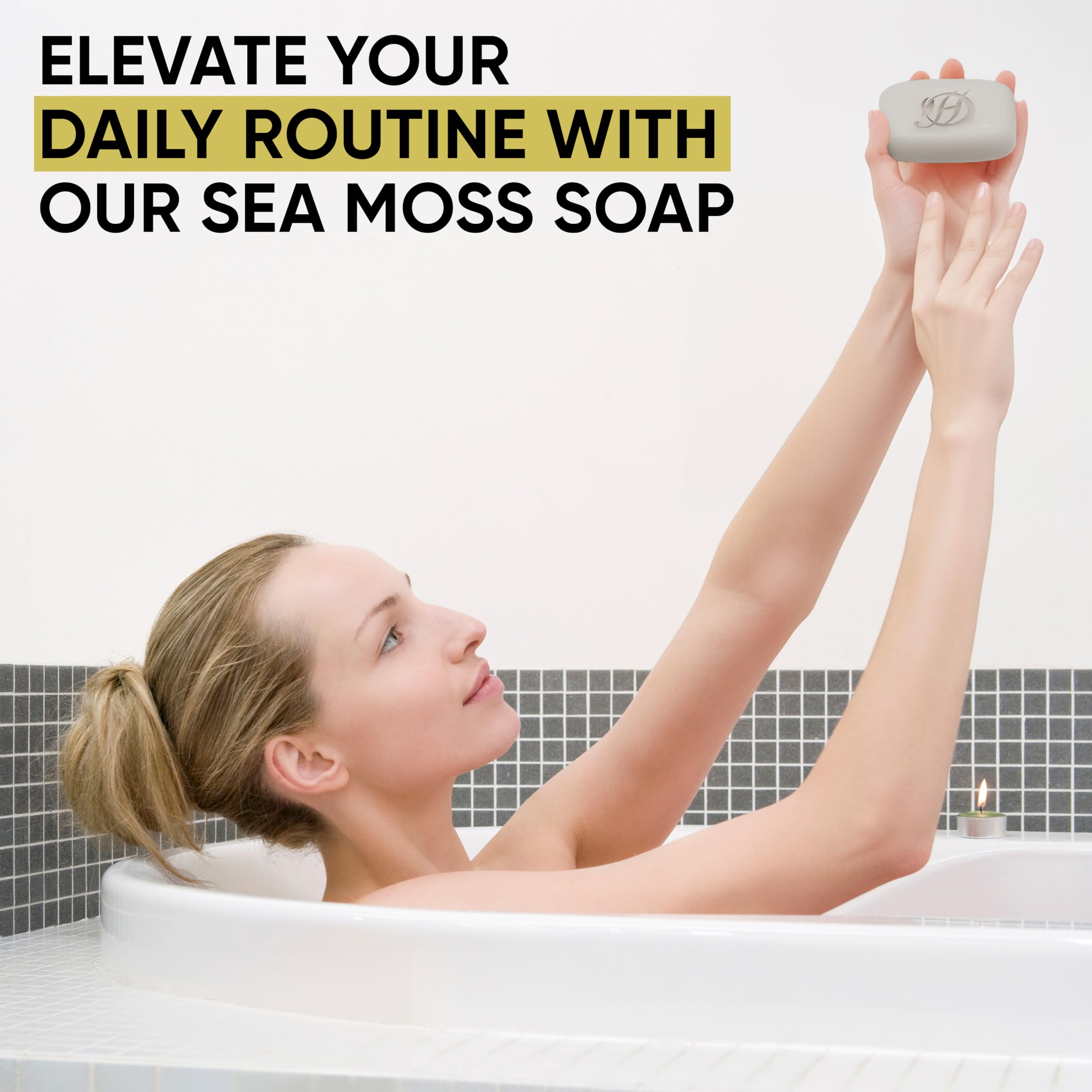 HERBOGANIC Sea Moss Herbal Soap – Pack of 3 x 5oz Bars | Hydrating Face & Body