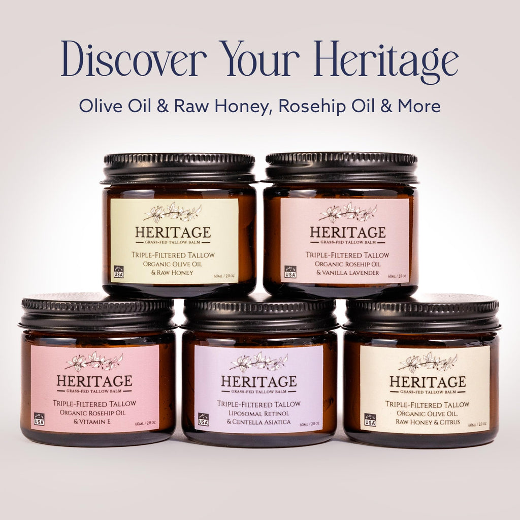 Heritage Refinery & Co. Whipped Beef Tallow with Rosehip & Lavender — USA Made, All-Natural Moisturizer (2 oz)