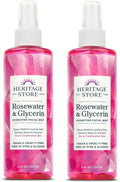 HERITAGE STORE Rosewater & Glycerin 2-Pack | Hydrating Facial Mist for Dry/Combination Skin