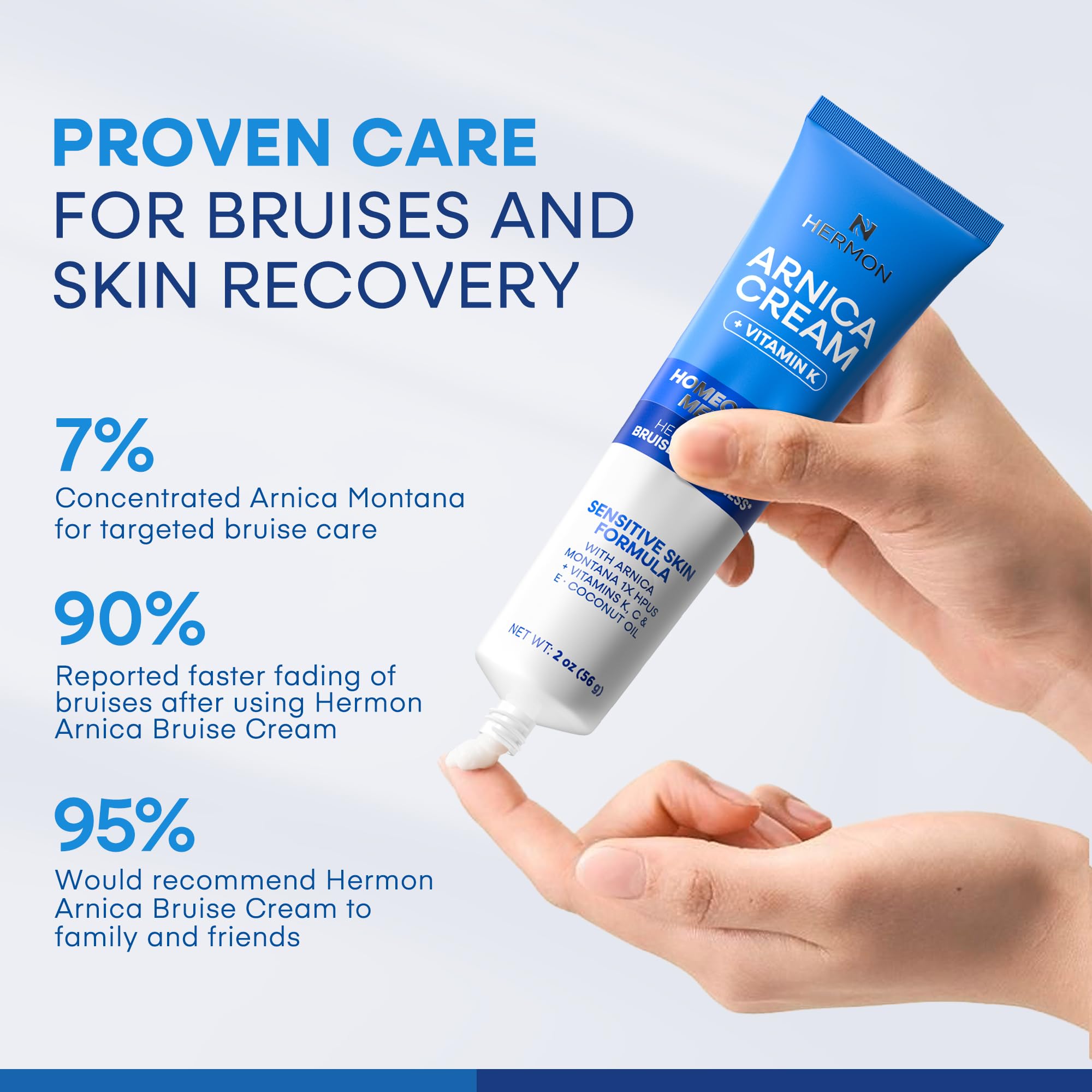 Hermon Arnica Bruise Cream with Vitamin K – Sensitive Skin & Face Formula, Extra Strength Hydrating Moisturizer 2 Oz