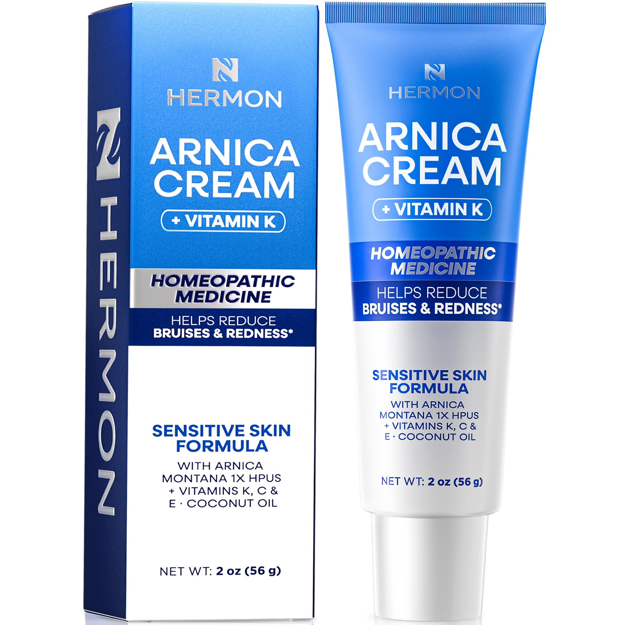 Hermon Arnica Bruise Cream with Vitamin K – Sensitive Skin & Face Formula, Extra Strength Hydrating Moisturizer 2 Oz