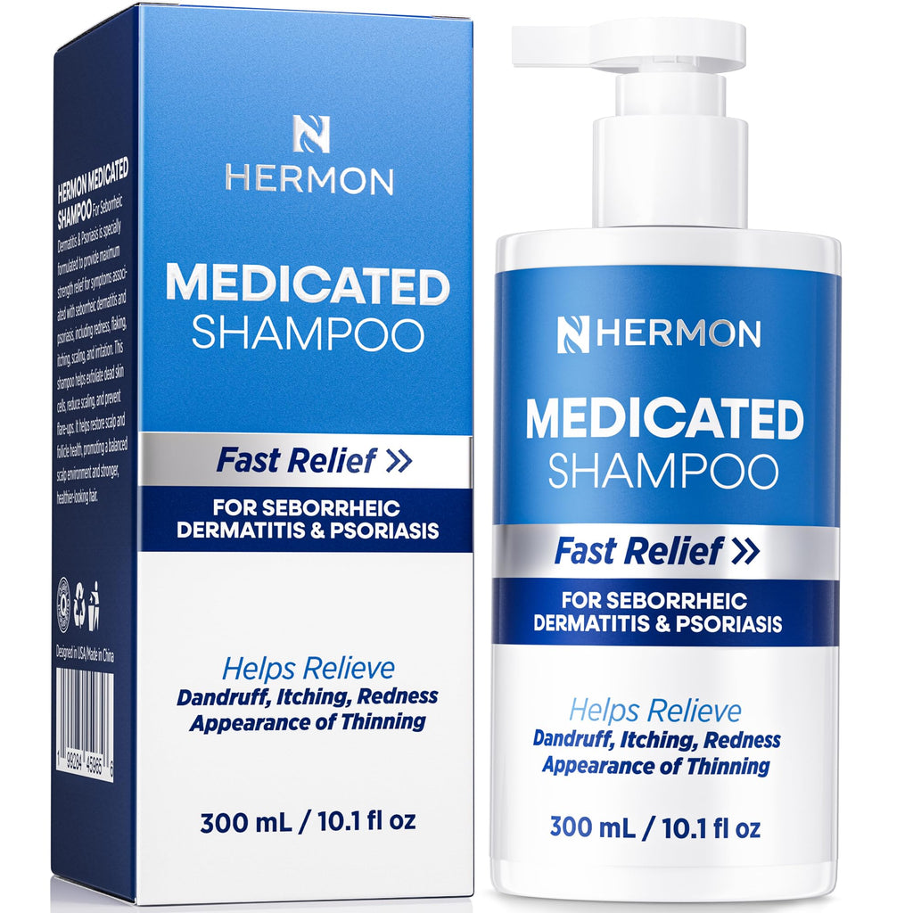 Hermon Medicated Shampoo for Scalp Seborrheic Dermatitis & Psoriasis – Plant-Based Formula, 300ml