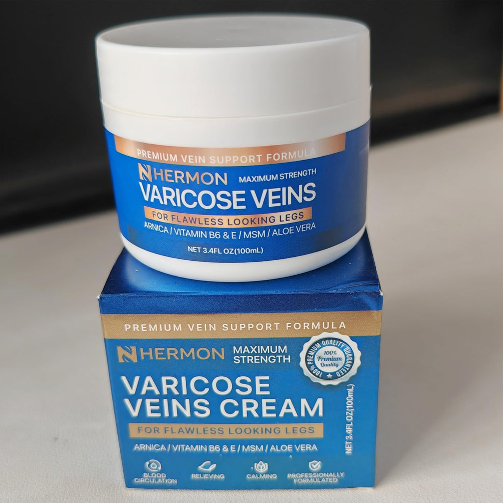 Hermon Varicose & Spider Veins Cream – Natural Circulation Support, Soothing Leg Care (3.4 oz)