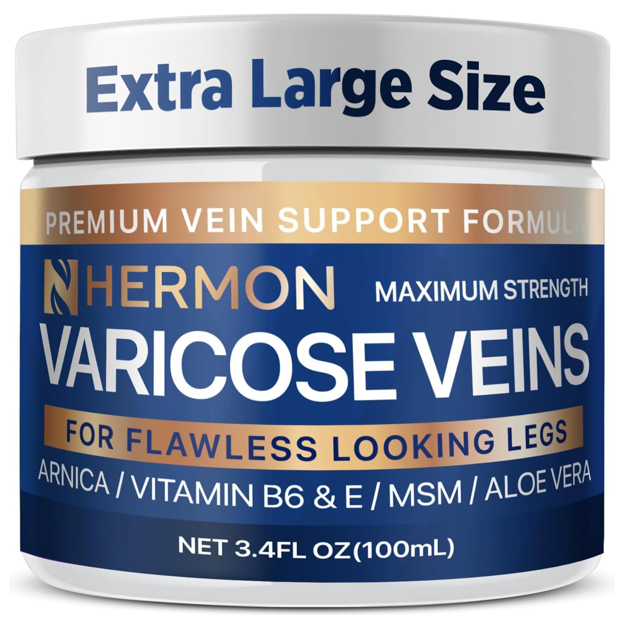 Hermon Varicose & Spider Veins Cream – Natural Circulation Support, Soothing Leg Care (3.4 oz)