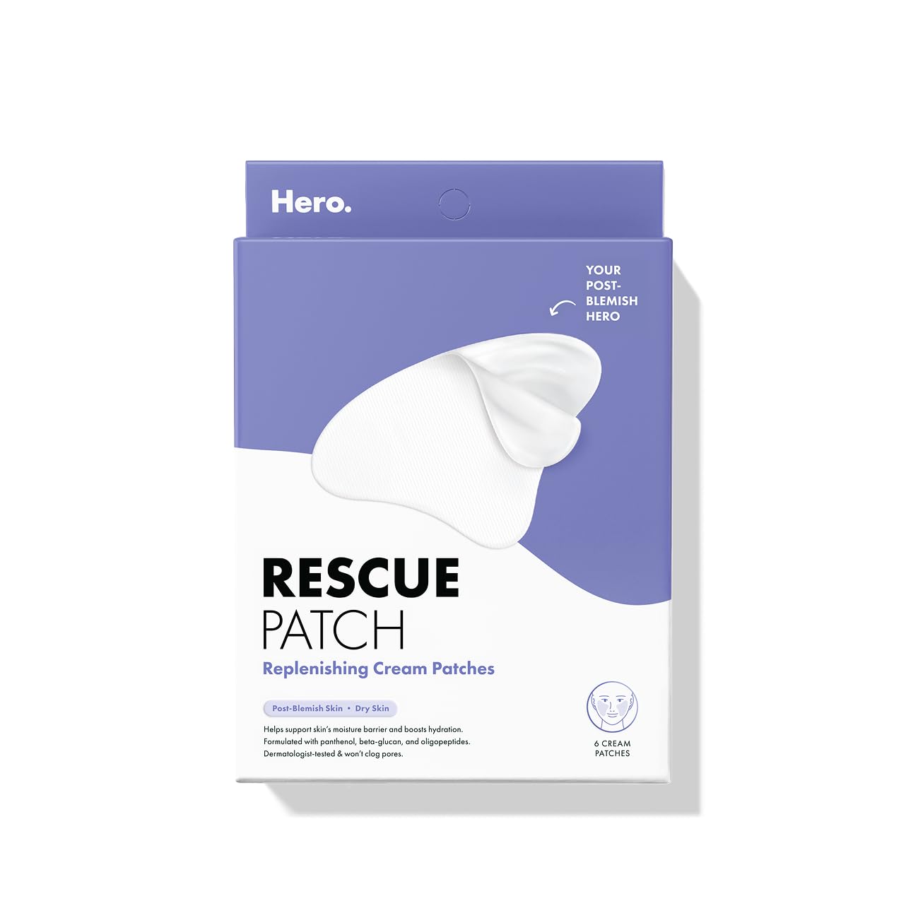 HERO COSMETICS Rescue Patch – Moisturizing Cream Patch for Post-Blemish Skin | Instant Moisture & 24h Hydration | Dermatologist-Tested