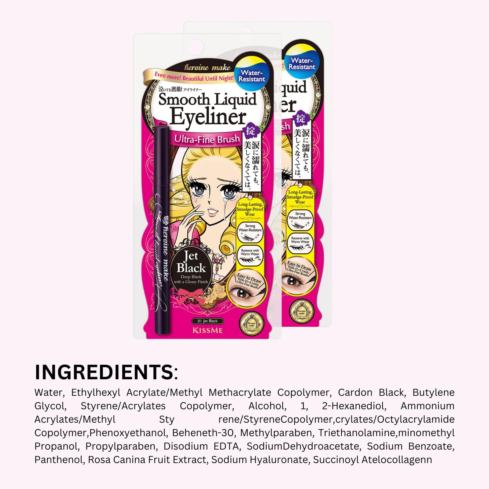 Heroine Make Cat Eye Liner 0.1mm – Waterproof, Long-Lasting, Hypoallergenic, Made in Japan