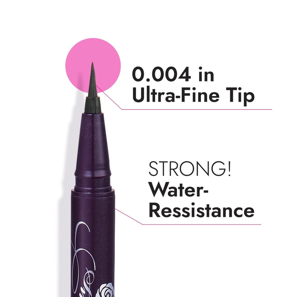 Heroine Make by KISSME Waterproof Eyeliner – Ultra-Fine 0.1mm Tip, Hypoallergenic, Long-Wear Jet Black (Made in Japan)