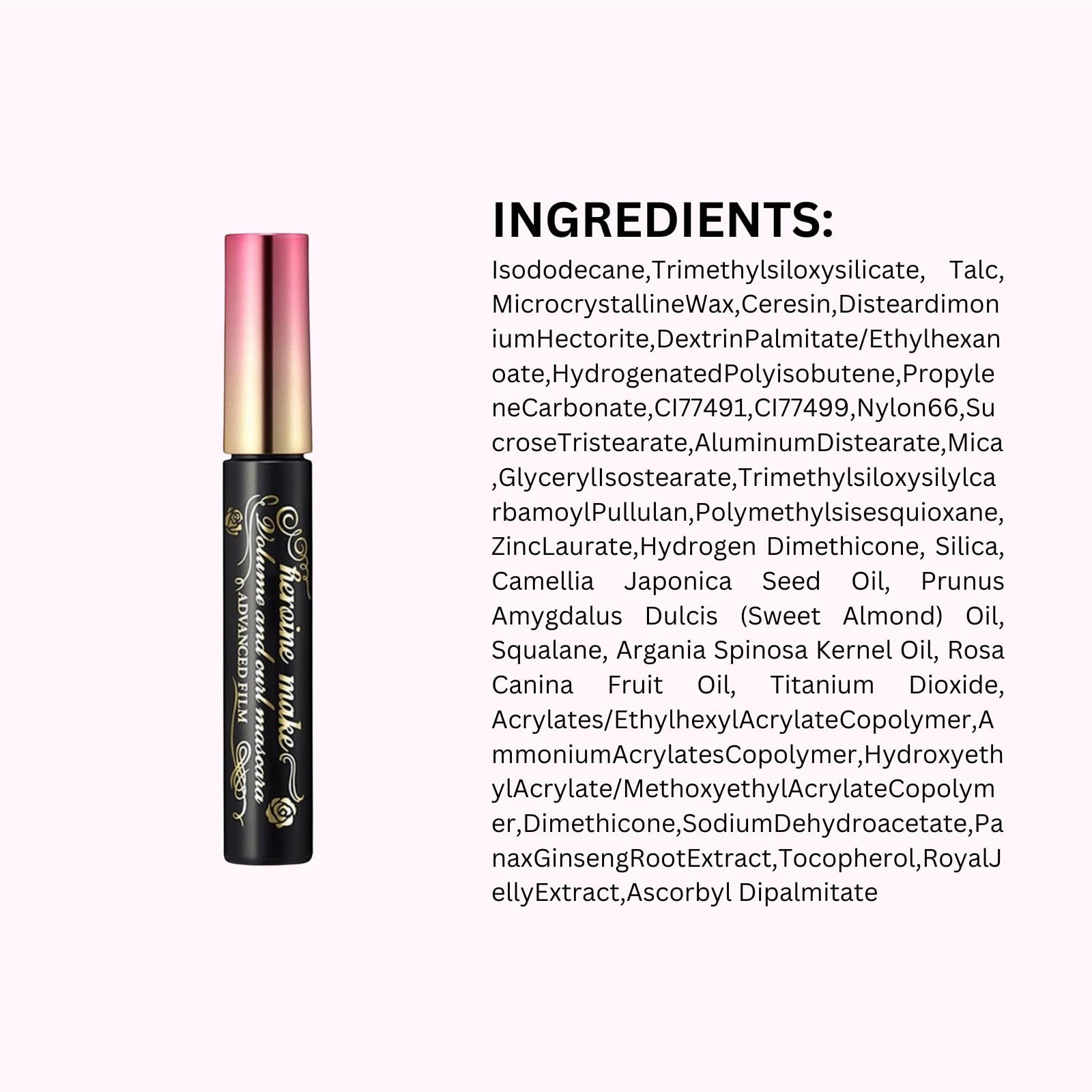 Heroine Make Tubing Mascara Waterproof & Long-Lasting with Curvy Brush | Made in Japan by KISSME