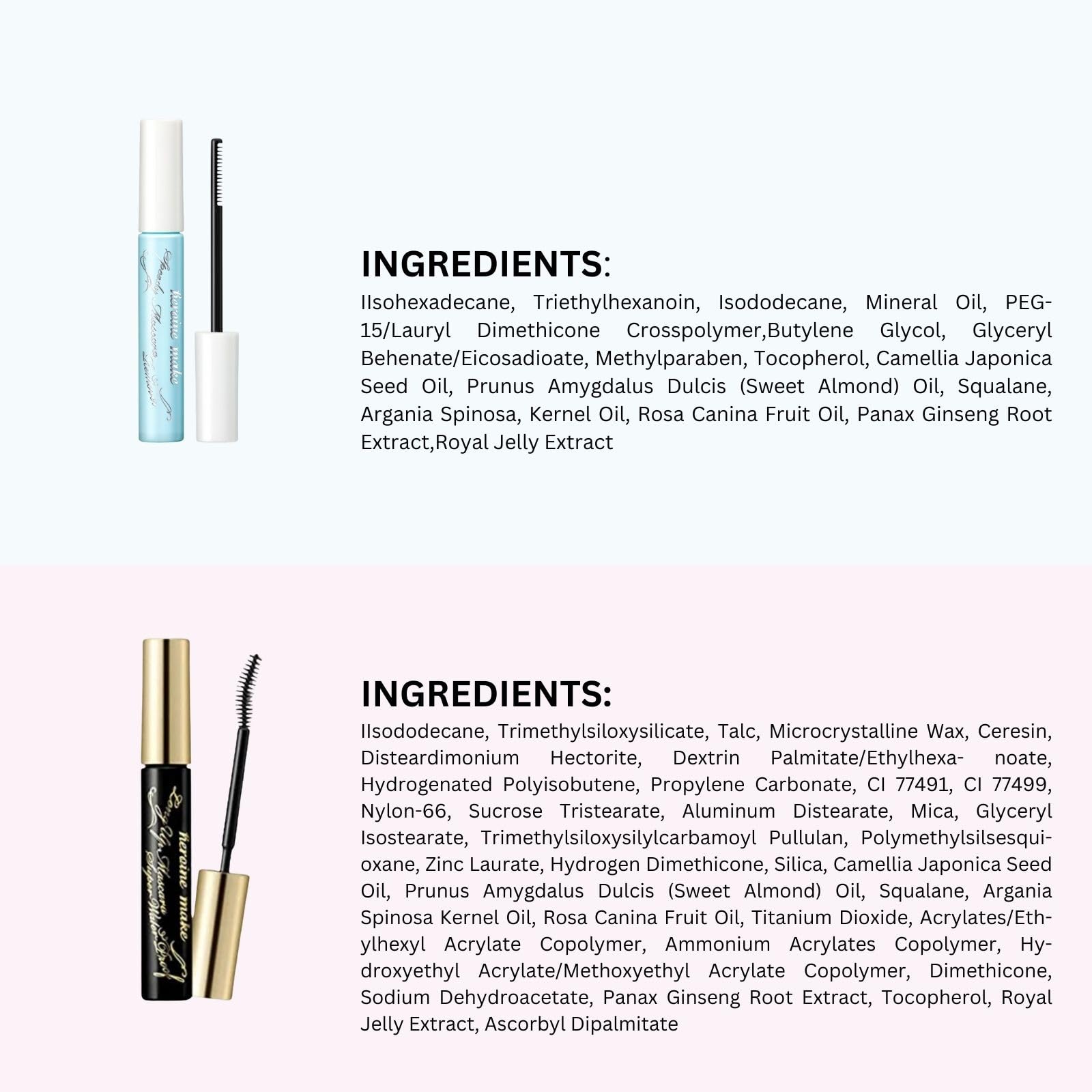 Heroine Make by KISSME Waterproof Mascara Black — Long & Curl Defining Fiber + Oil-Free Remover (2 Set)