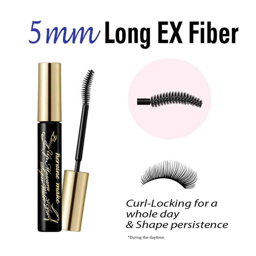 Heroine Make by KISSME Waterproof Mascara Black — Long & Curl Defining Fiber + Oil-Free Remover (2 Set)