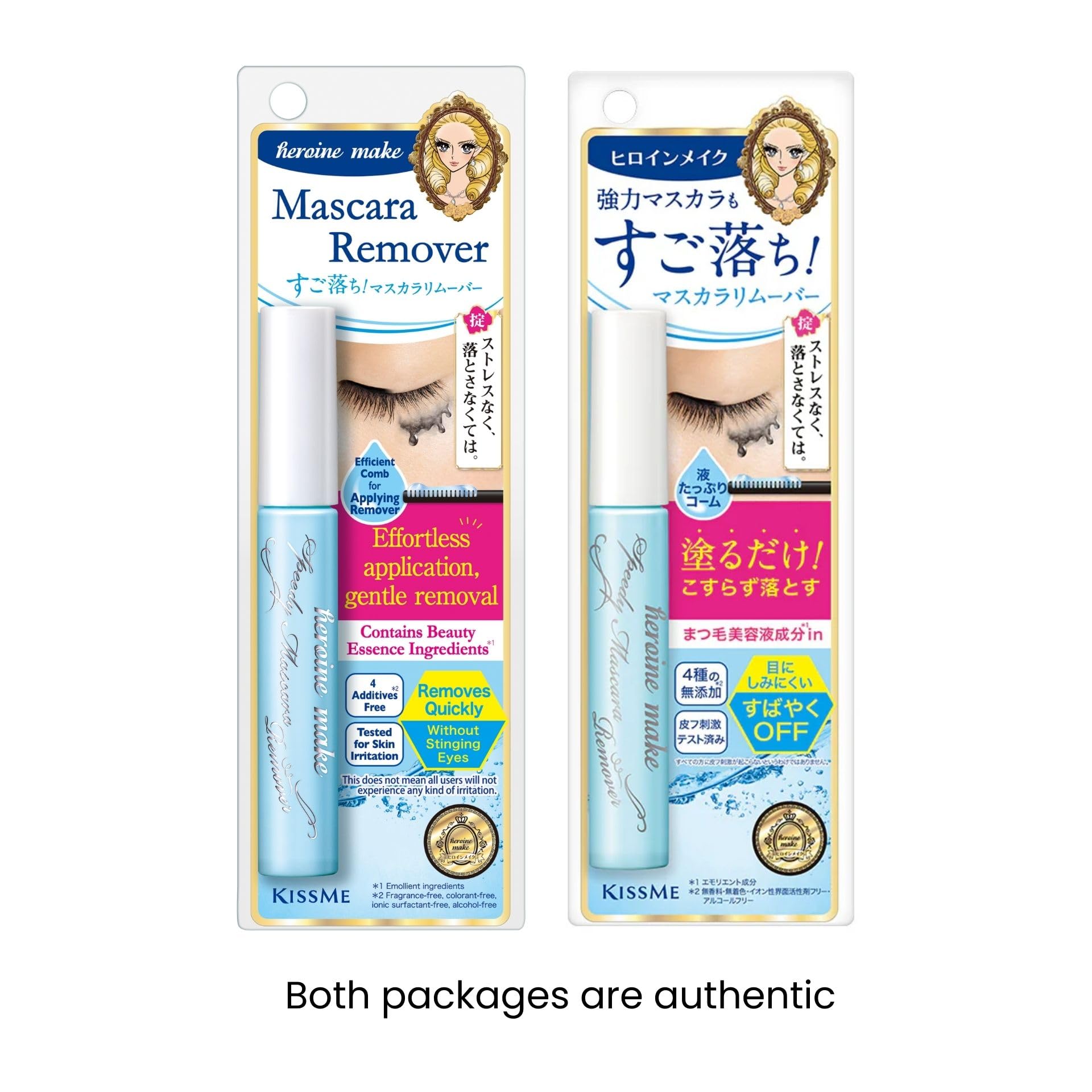 Heroine Make by KISSME Waterproof Mascara Black — Long & Curl Defining Fiber + Oil-Free Remover (2 Set)