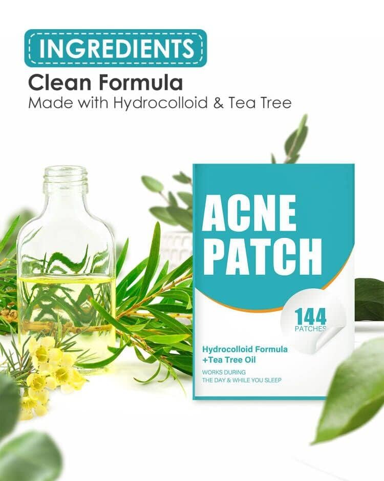 HeroLabs Pimple Patches – Tea Tree Hydrocolloid Acne Patches (144 Count, 2x72) – Vegan & Cruelty-Free
