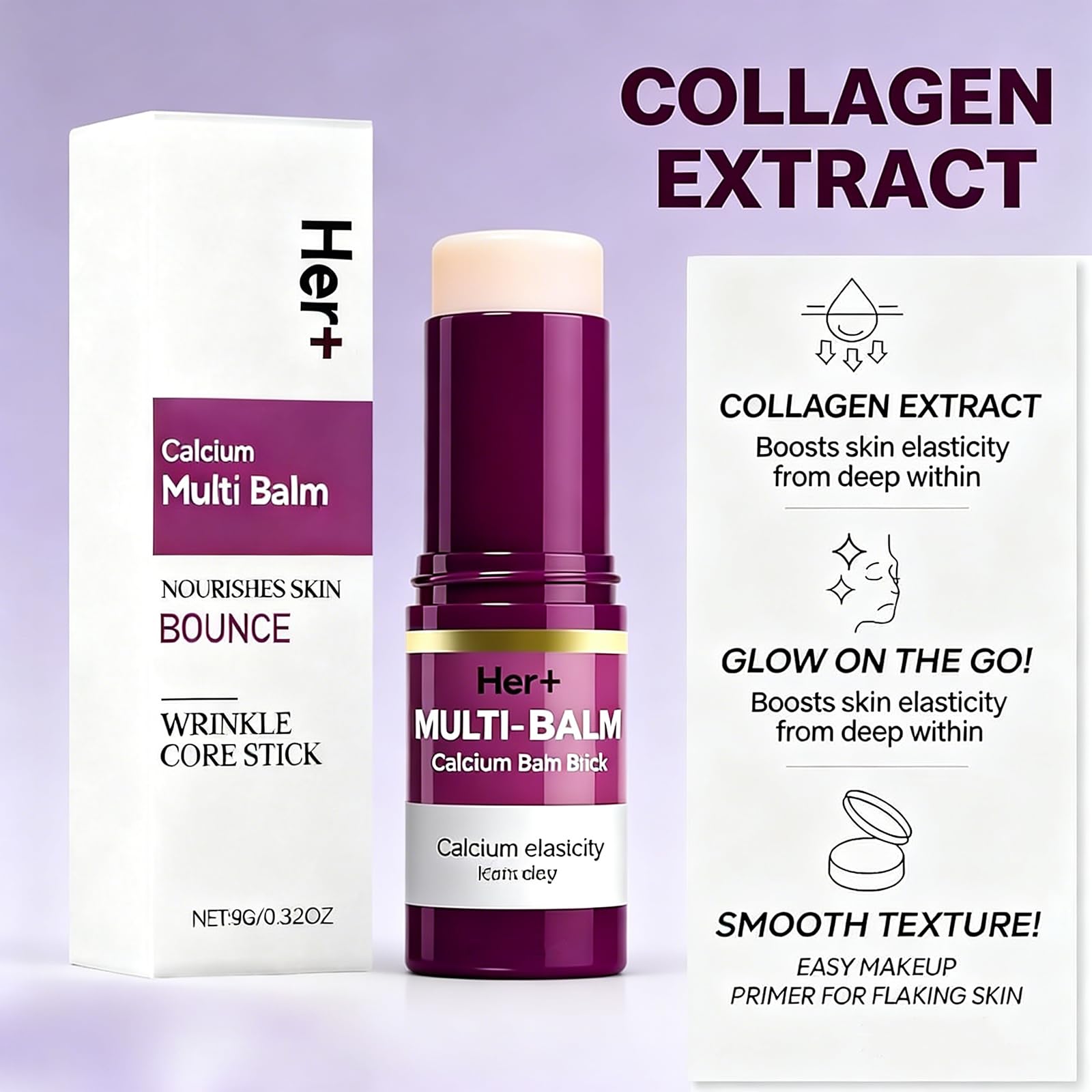 Her+ Calcium Multi Balm Stick – Firming, Hydrating Korean Collagen Skincare