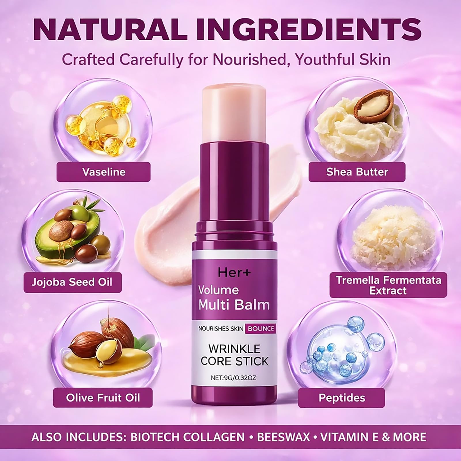 Her+ Calcium Multi Balm Stick – Firming, Hydrating Korean Collagen Skincare