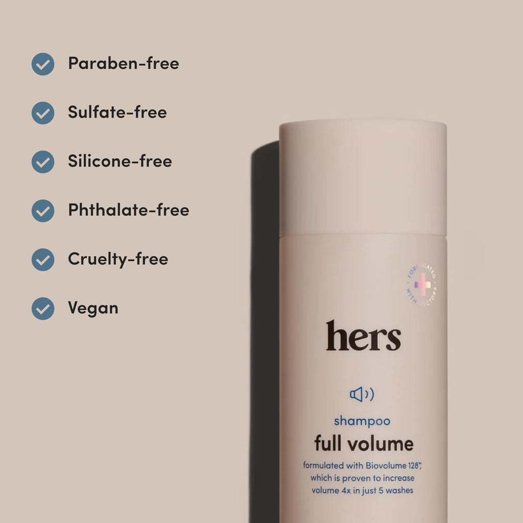 hers Full Volume Shampoo – Rice Protein & Biotin Formula for Fine Hair | Daily Volumizing Shampoo with Coastal Cedar Citron Scent – 6.4 fl oz, 2 Pack