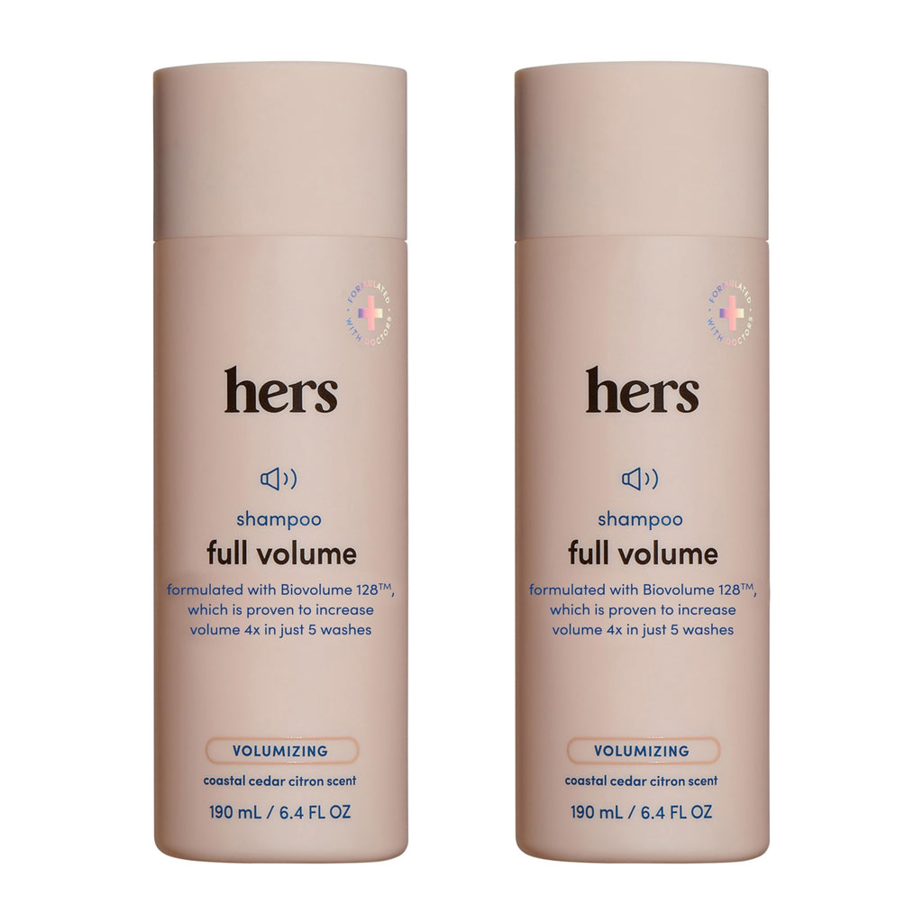 hers Full Volume Shampoo – Rice Protein & Biotin Formula for Fine Hair | Daily Volumizing Shampoo with Coastal Cedar Citron Scent – 6.4 fl oz, 2 Pack