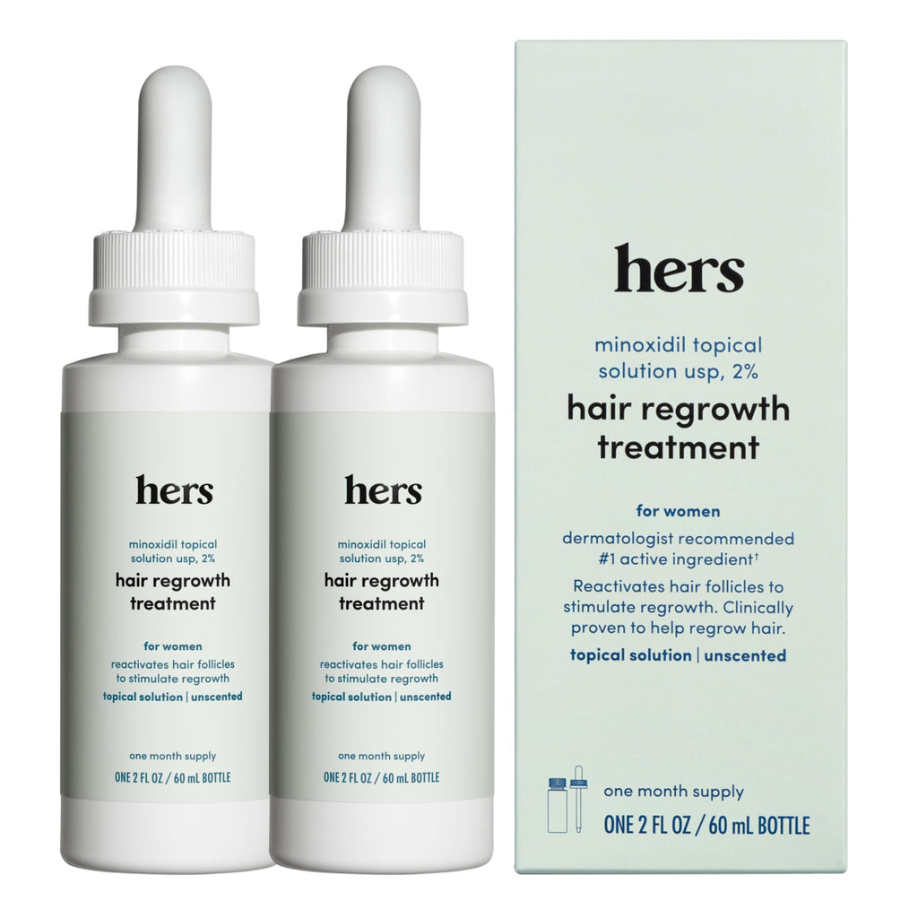 hers Hair Regrowth Treatment 2% Minoxidil for Women – Fuller, Non-Greasy (2-Pack)