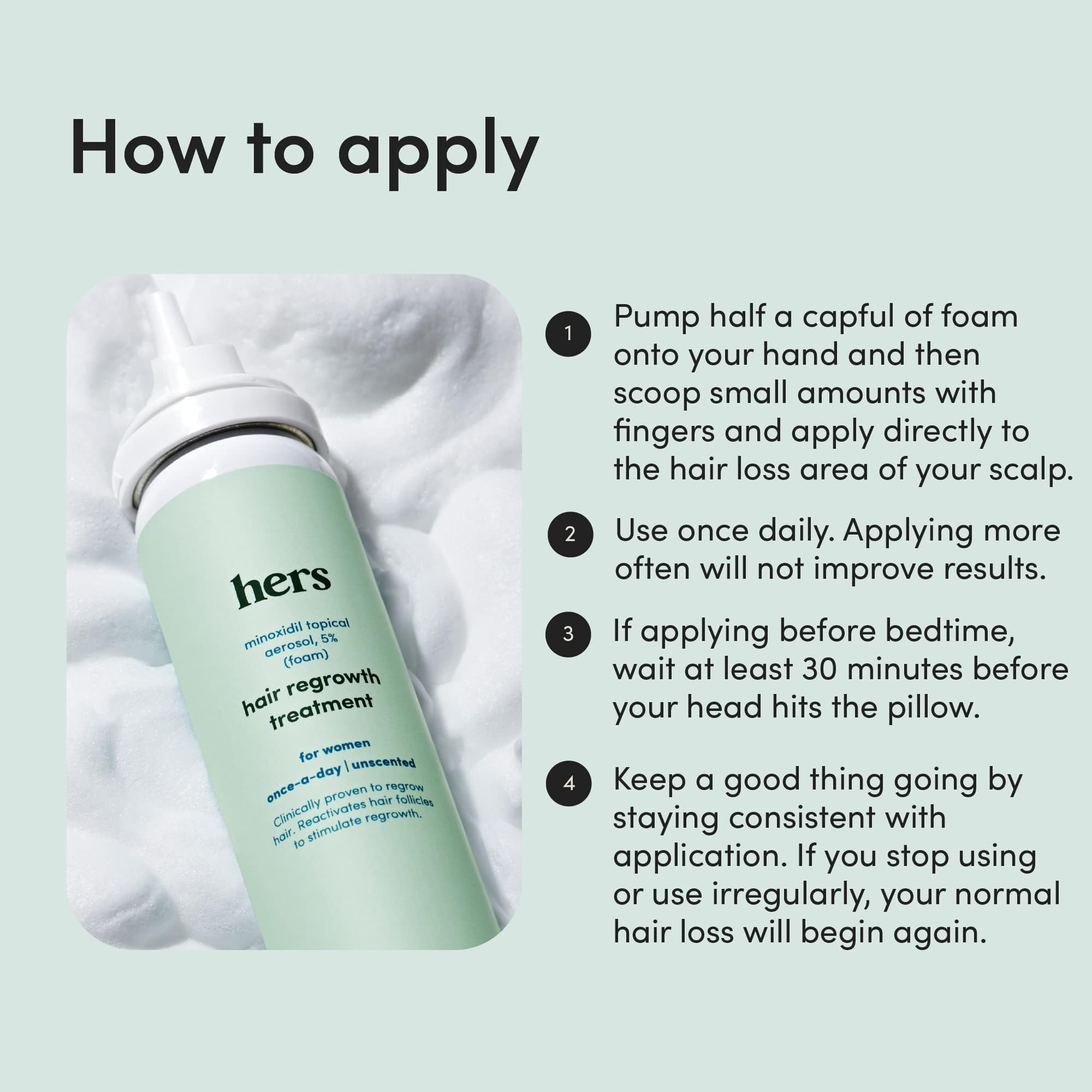 hers Hair Regrowth Foam 5% for Women — Extra Strength, Non-Greasy, Unscented | 2 Pack