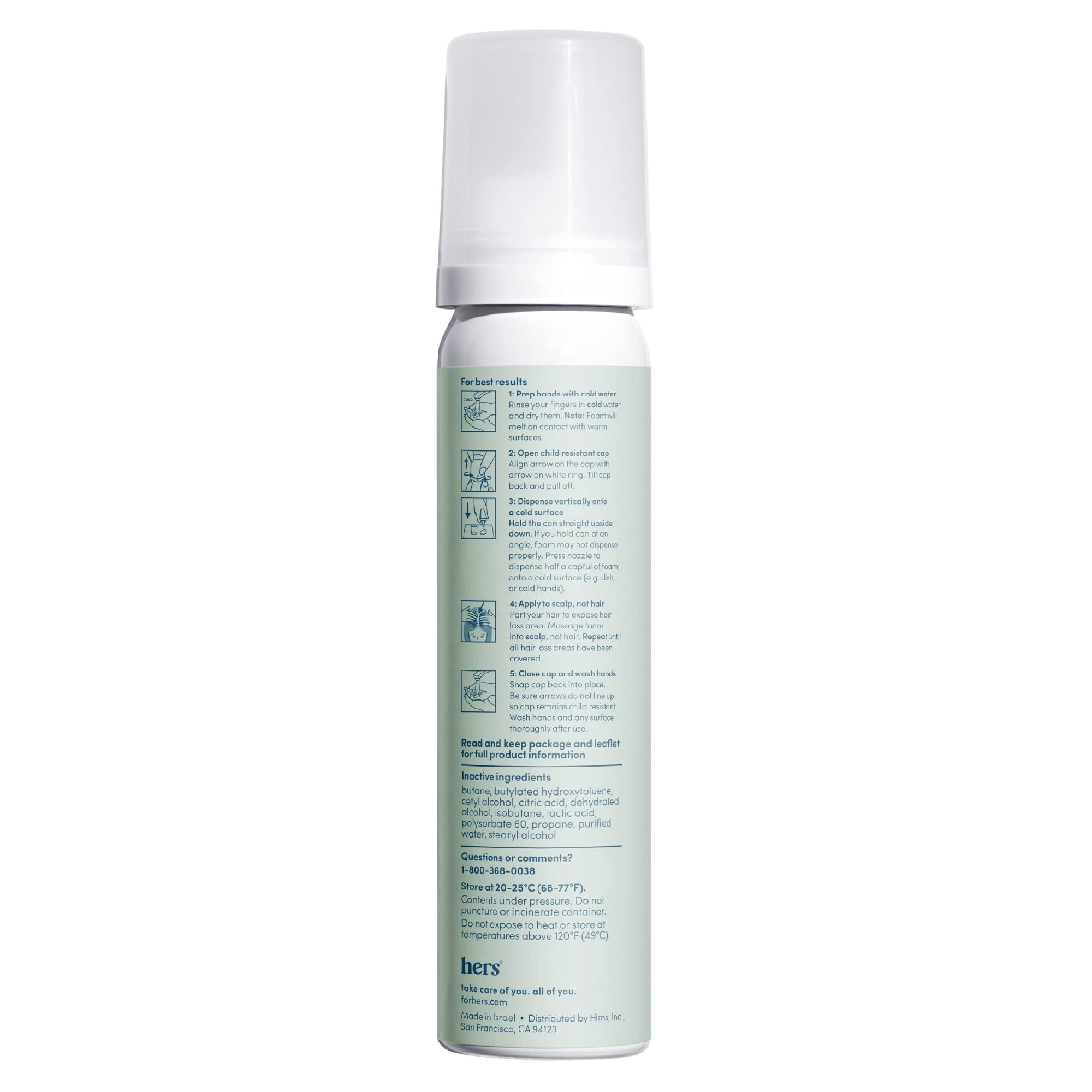 hers Hair Regrowth Foam 5% for Women — Extra Strength, Non-Greasy, Unscented | 2 Pack
