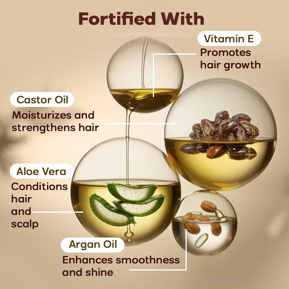 HerStyler Castor Oil Hair Serum for Growth & Shine | Vitamin E & Heat Protection | 2 fl oz (2 Pack)