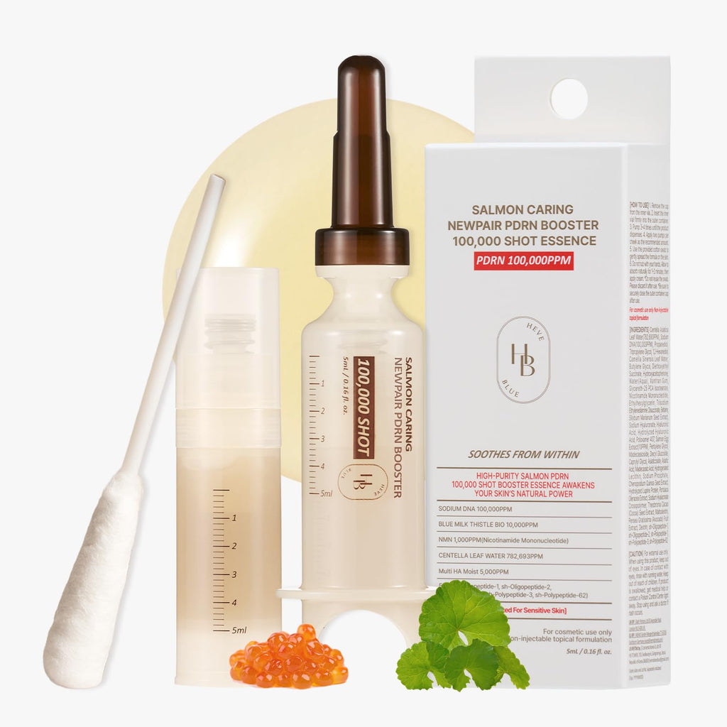 HEVEBLUE Salmon Caring Centella PDRN Booster 100,000 Shot Essence | Restore & Refine Skin