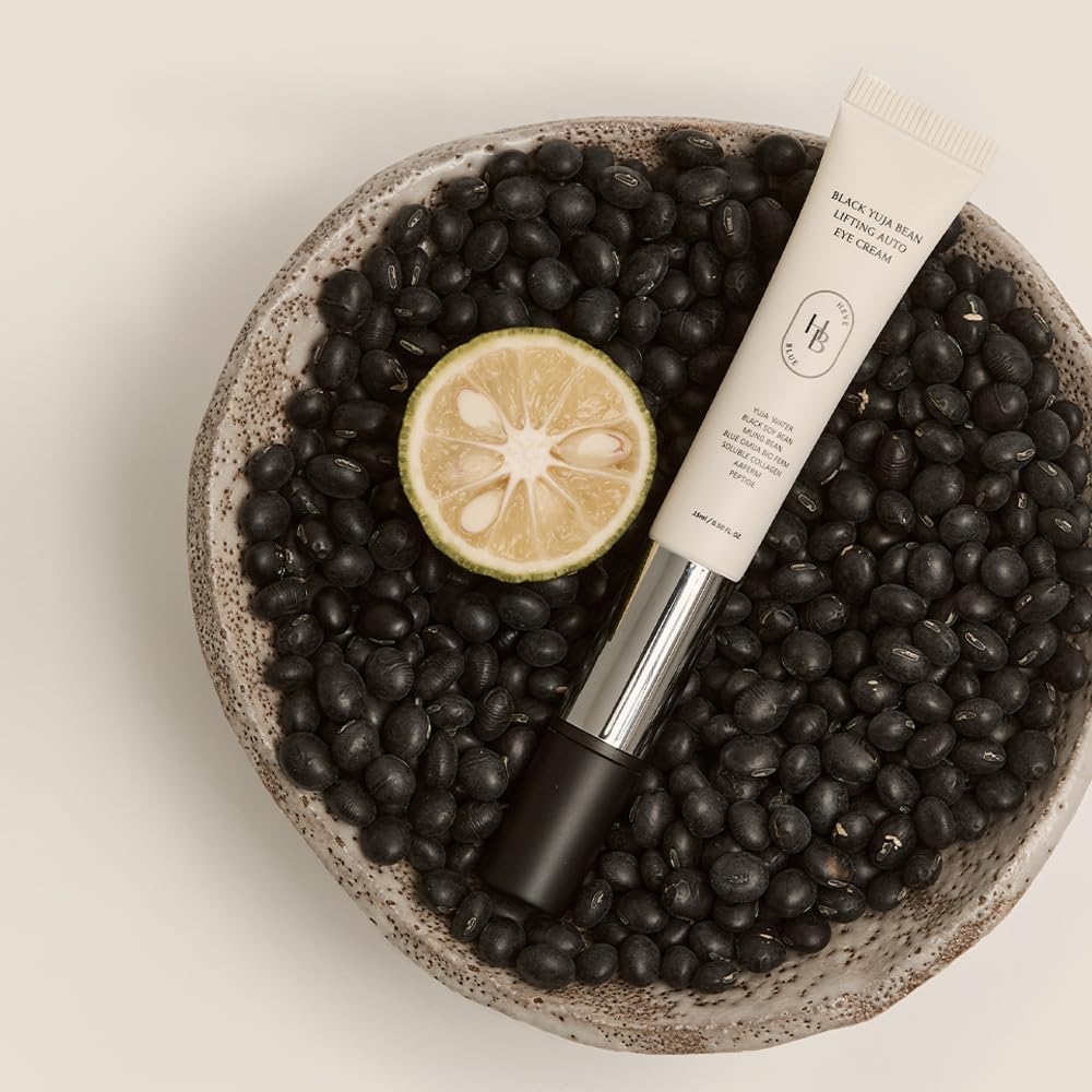 HEVEBLUE Black Yuja Bean Lifting Auto Eye Cream – Sensitive Skin, Vegan, Hypoallergenic with Vibration Massage