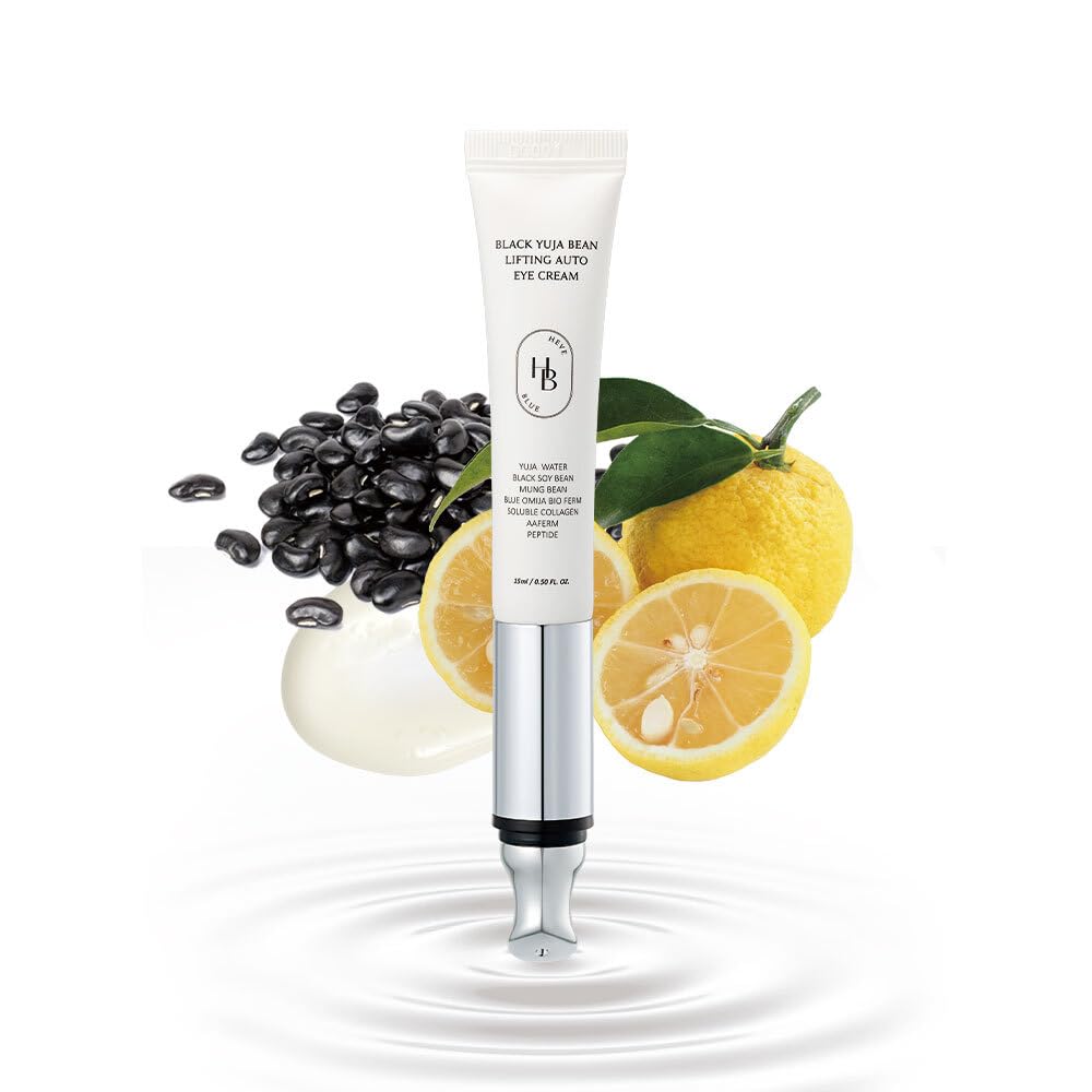 HEVEBLUE Black Yuja Bean Lifting Auto Eye Cream – Sensitive Skin, Vegan, Hypoallergenic with Vibration Massage