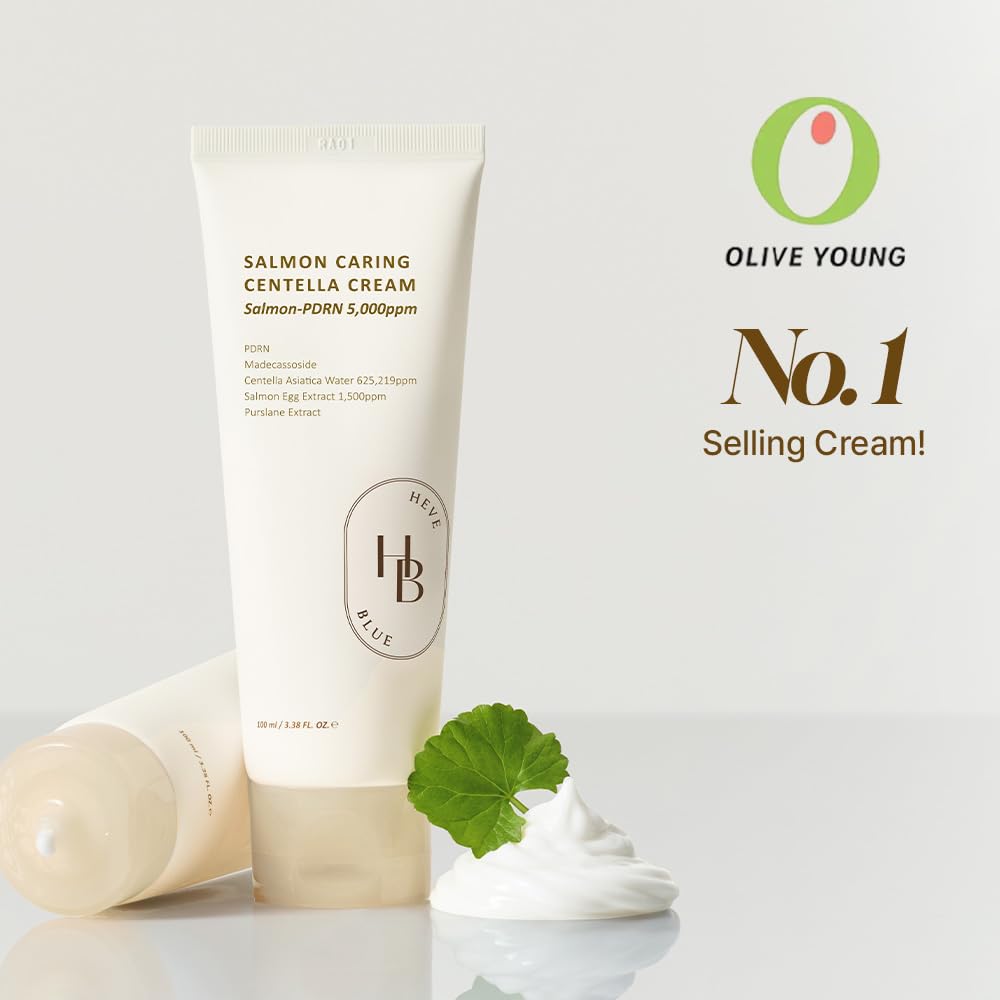 HEVEBLUE Salmon Caring Centella Cream – Salmon PDRN, Centella & Madecassoside, Low Irritation