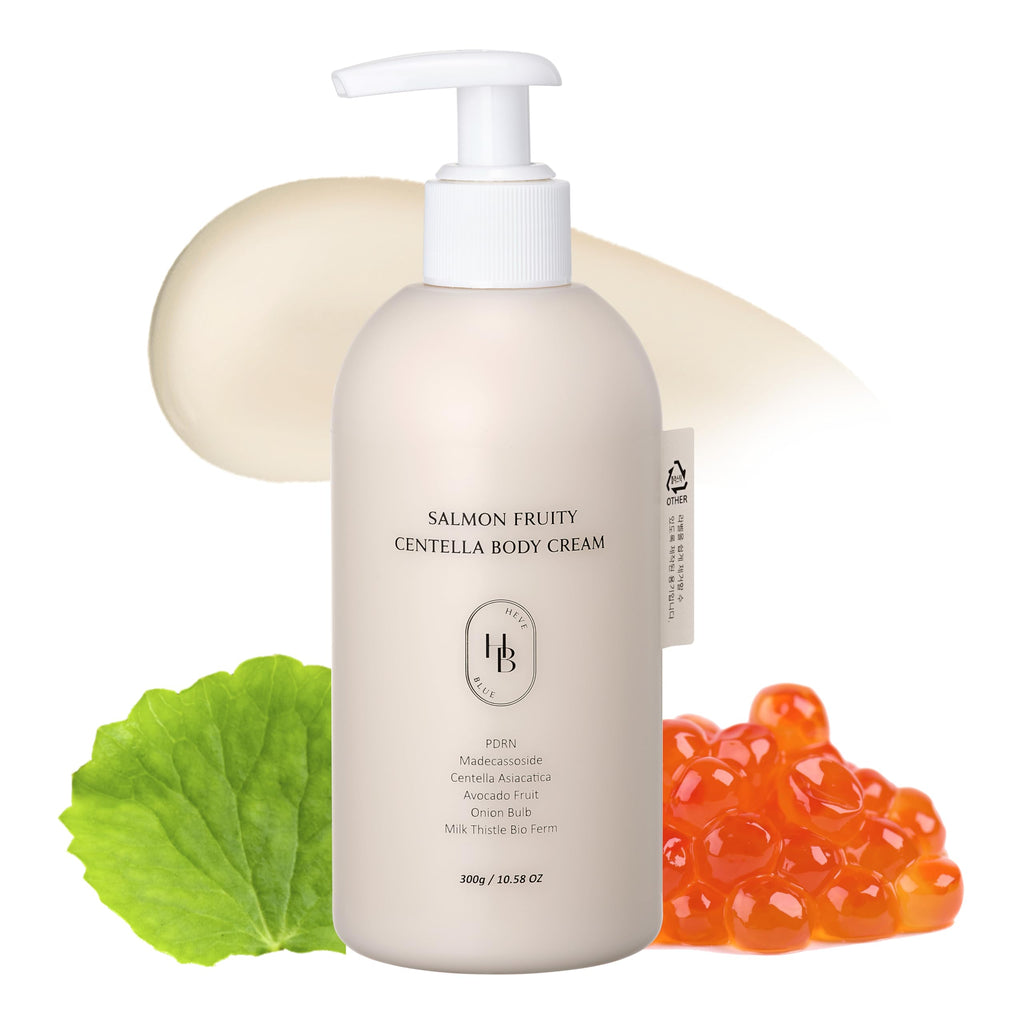 HEVEBLUE Salmon Fruity Centella Body Cream – Gentle, Hypoallergenic K-Beauty for Sensitive Skin