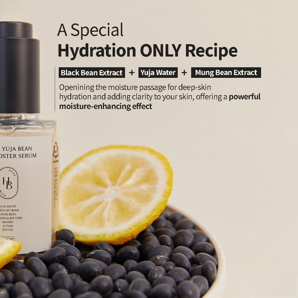 HEVEBLUE Black Yuja Bean Serum – Deep Hydration, Oil-Free, Vegan, Korean Skincare