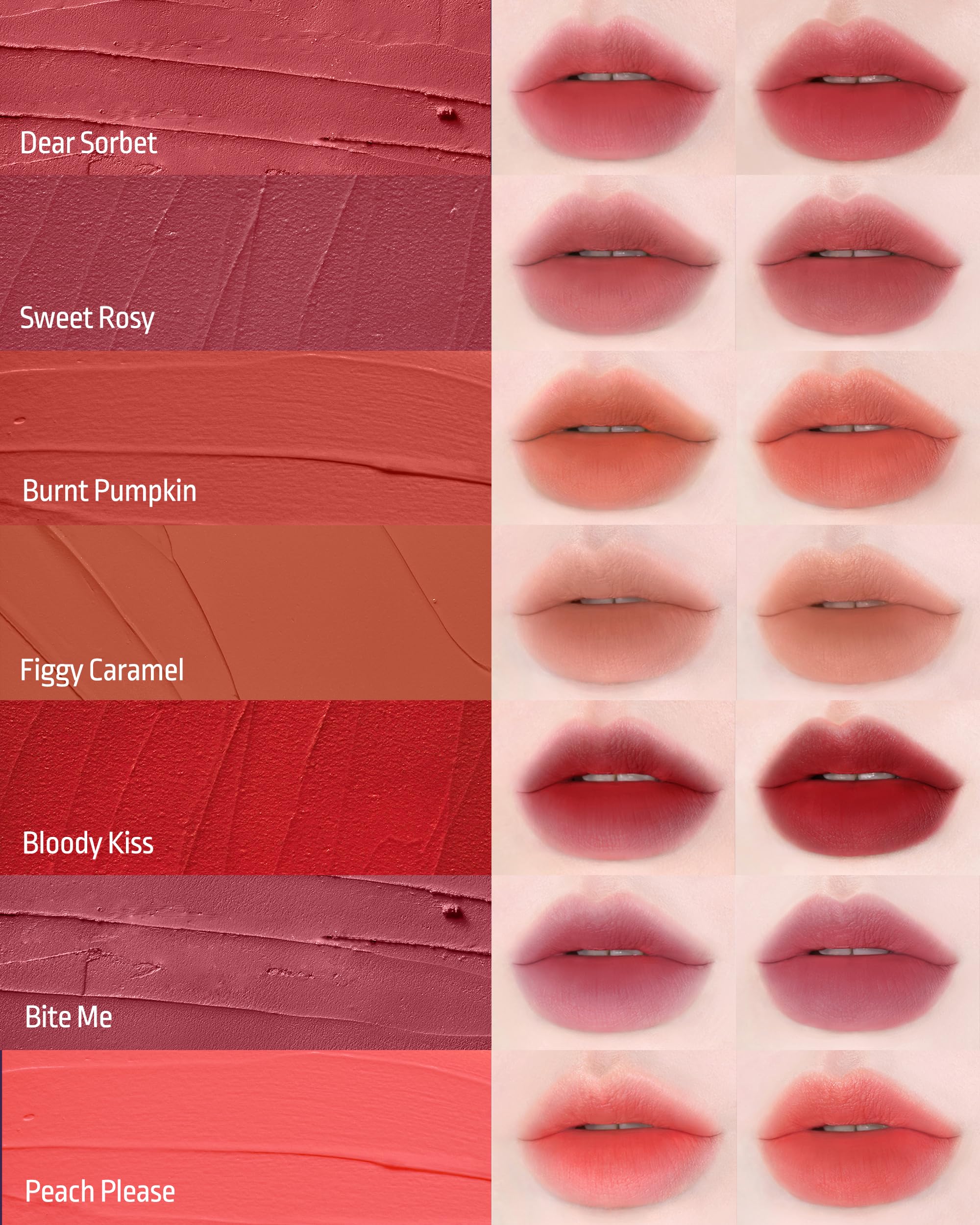 HEVVYMAKEUP Blurring Effect Lip Tint – Airy Velvet, Longwear, Vegan, Sweet Rosy