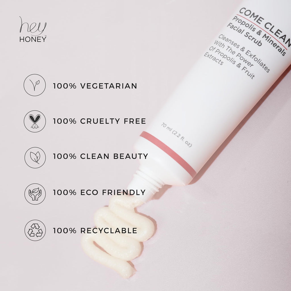 Hey Honey Propolis & Dead Sea Salt Microdermabrasion Scrub – Gentle Exfoliant for Sensitive Skin