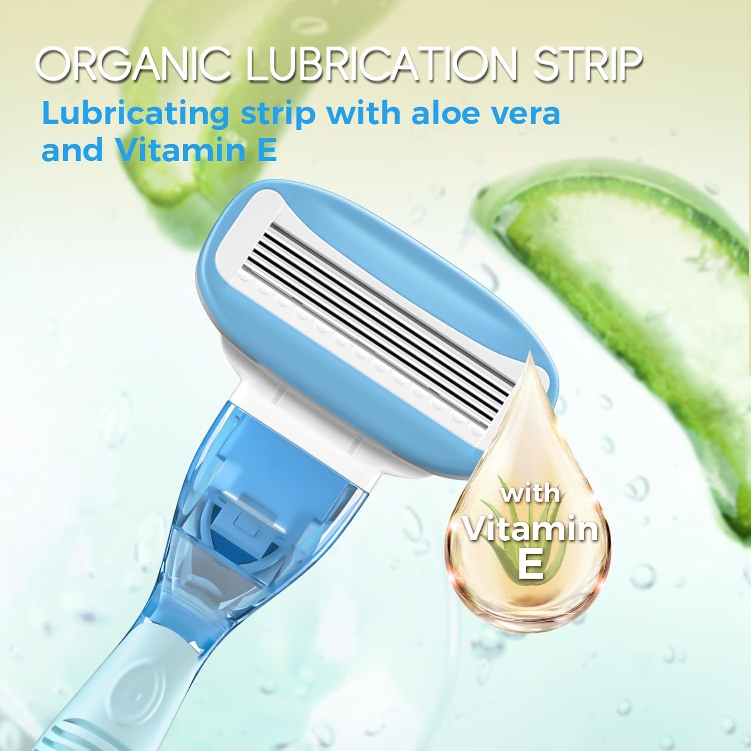 HEYAXA Women Razor – 5 Nano Blades, 4 Refills, Non-Slip Handle, Sky Blue