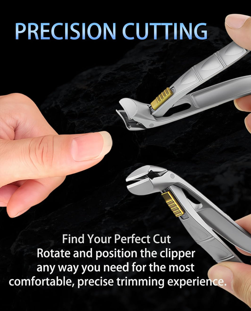 HEYCROWN Angled Head Toenail Clippers for Thick Nails | Senior-Friendly Set
