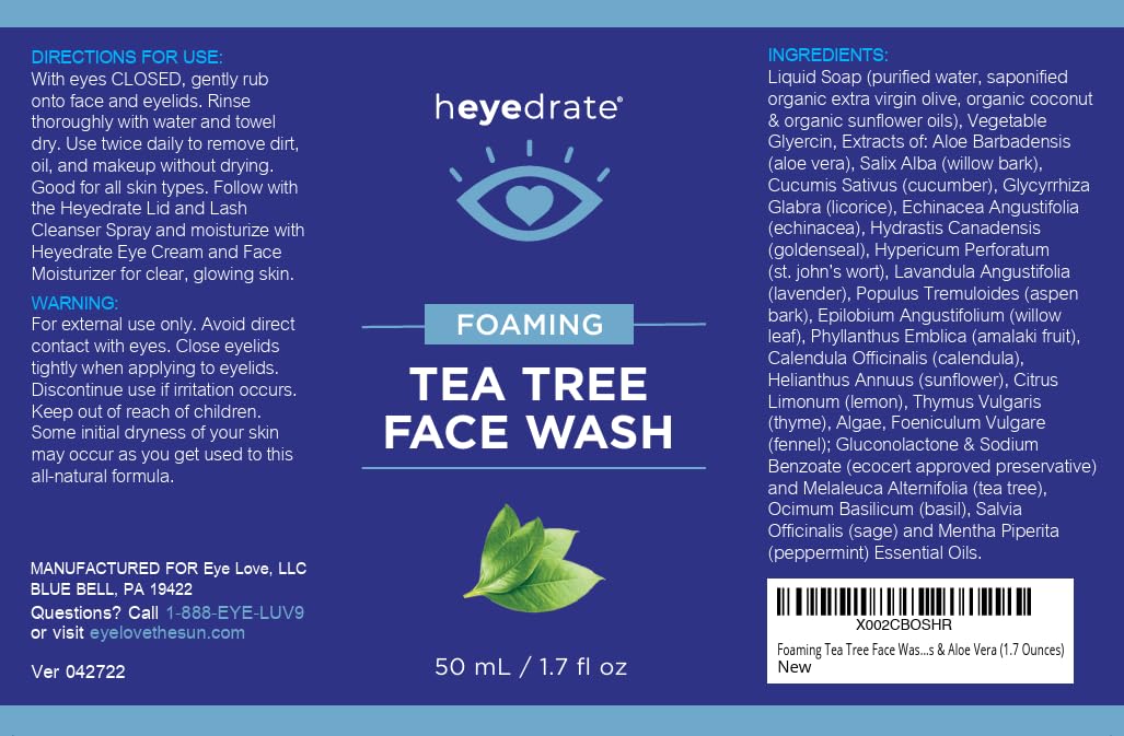 Heyedrate Gentle Tea Tree Foaming Cleanser for Face & Eyelids - Aloe Vera, 1.7oz - Packaging May Vary