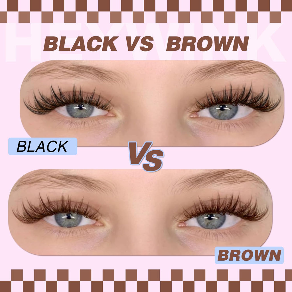 HEYWINK Velure Brown Lash Clusters Kit – Natural 8-14mm D-Curl, Invisible Band