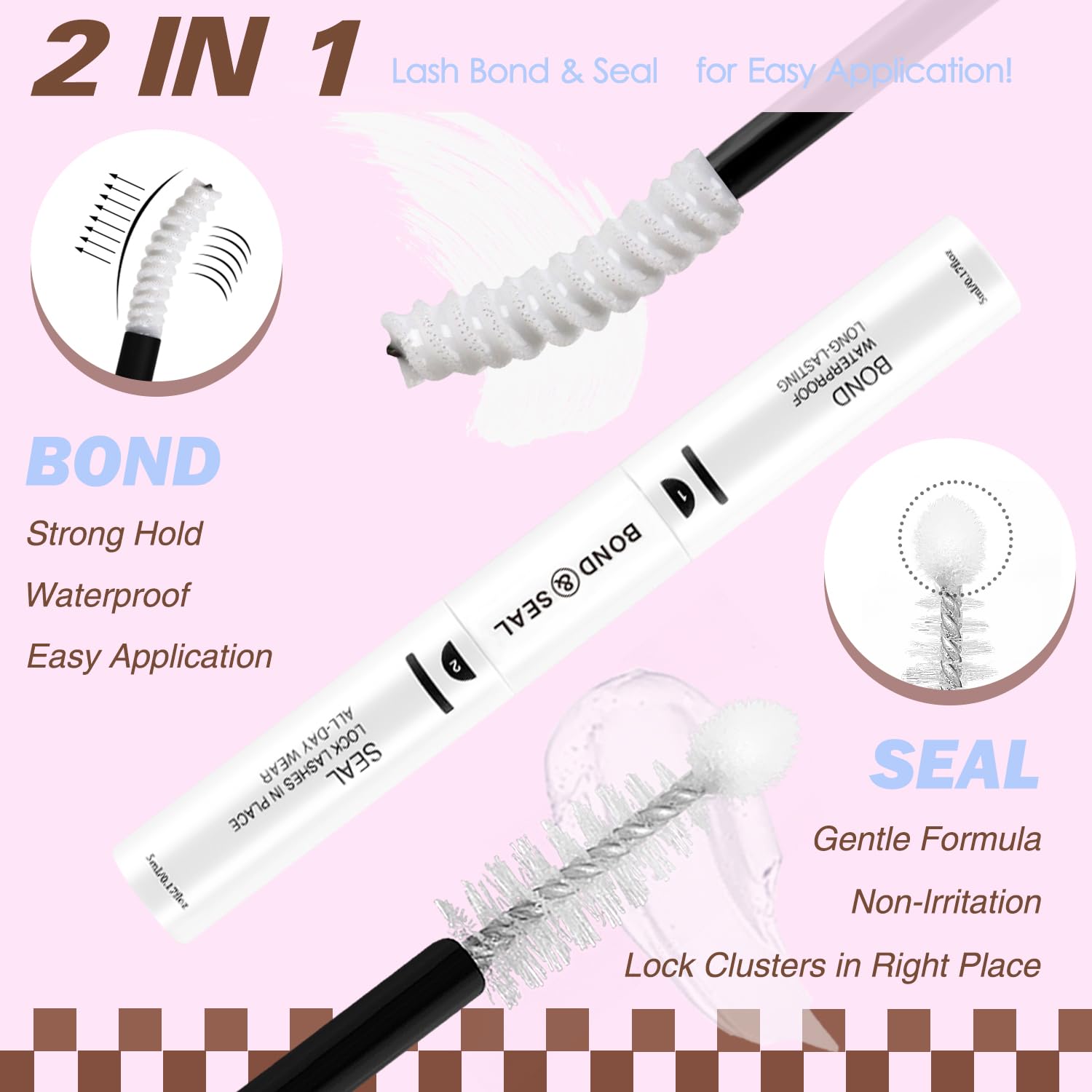 HEYWINK Velure Brown Lash Clusters Kit – Natural 8-14mm D-Curl, Invisible Band