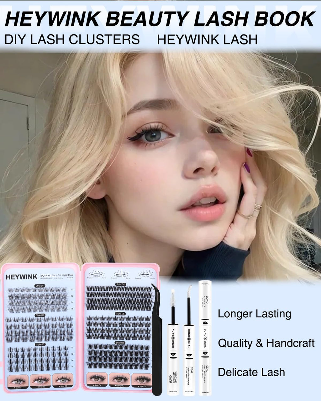 HEYWINK Lash Clusters Kit — 6 Styles (10-16mm) CC Curl DIY Lashes