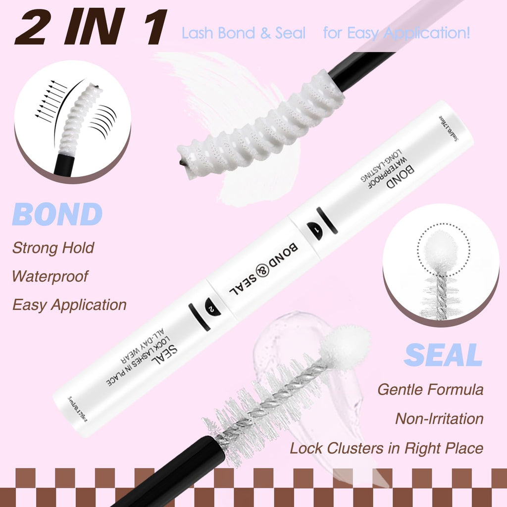 HEYWINK Velure Brown Lash Clusters Kit – D Curl 8-14mm for Natural At-Home Lash Extensions